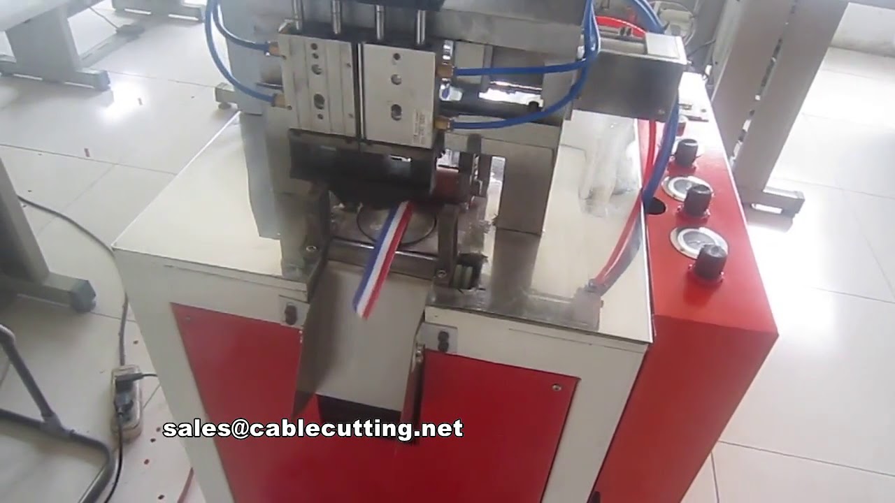 ultrasonic ribbon cutting machine, double knife ribbon cutting machine, for trapezoid shape
